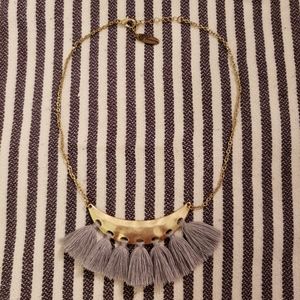 Plunder Leticia Grey Tassle Gold-Tone Signed Necklace
